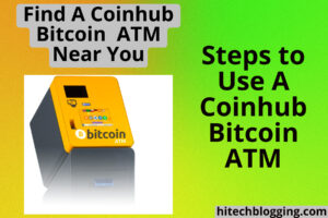 A bright yellow Bitcoin ATM machine with a screen and various buttons.