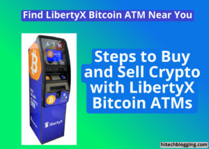 A Bitcoin ATM machine from LibertyX, with the text "Buy Bitcoin on every block" displayed on the machine.