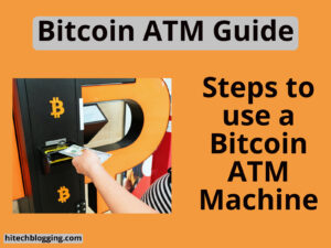 A person inserting cash into a Bitcoin ATM machine with the Bitcoin symbol visible on the machine.